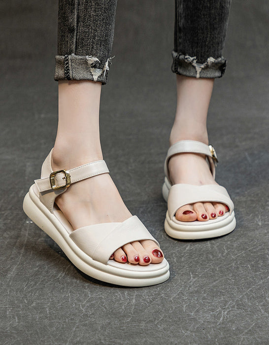 Summer Leather Flat Sandals Slingback