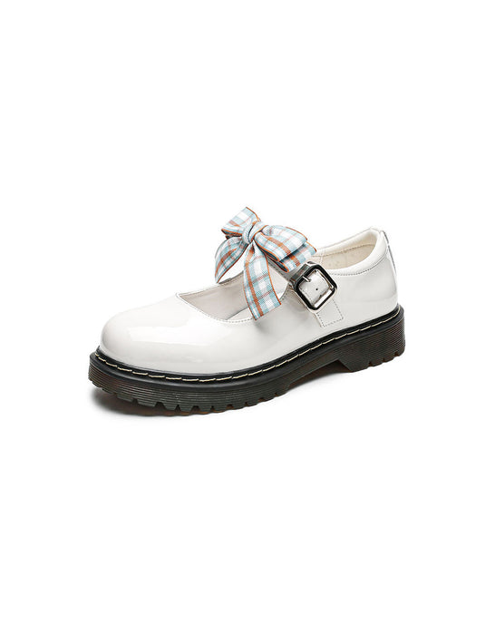 Smooth Leather Bowknot Mary Jane Shoes