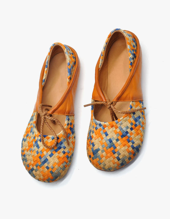 Colorful Woven Comfortable Retro Flat Shoes