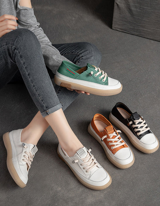 Comfortable Lace up Casual Leather Sneakers