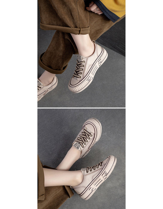 Comfortable Soles Casual Leather Sneakers for Women