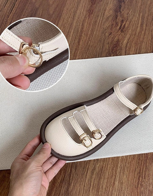 Round Toe Double Buckle Straps Comfortable Flat Sandals
