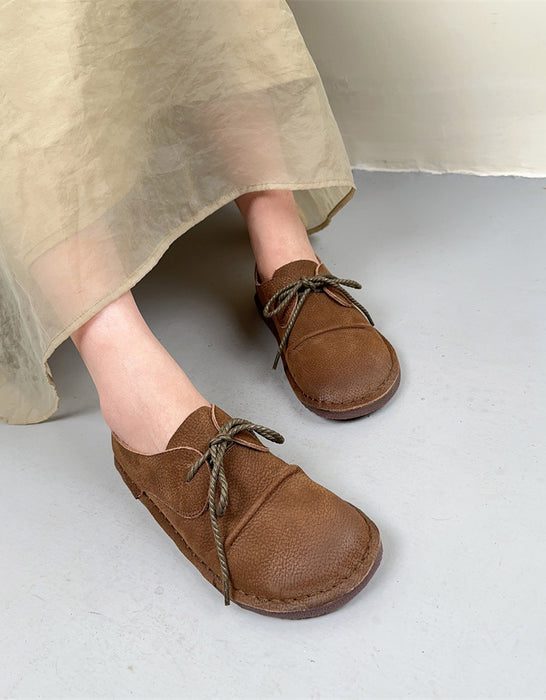 Spring Lace Up Comfortable Handmade Retro Flat Shoes Obiono Spring Lace Up Comfortable Handmade Retro Flat Shoes Obiono