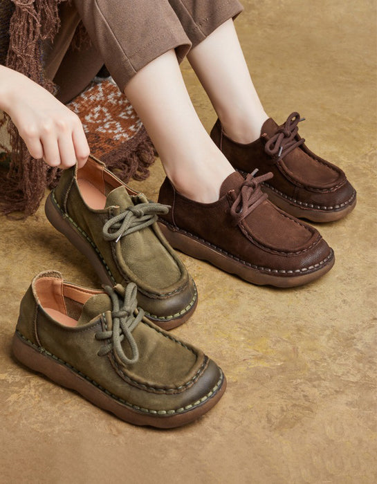 Women Handmade Soft Soles Leather Flat Shoes