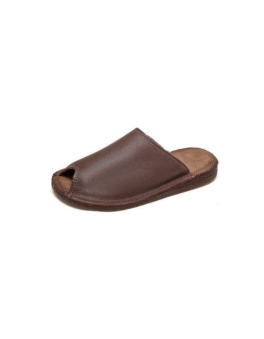 Fish-toe Comfortable Handmade Retro Leather Slippers