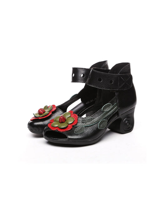 Ethnic Style Flowers Chunky Heel Sandals June Shoes Collection 2021 69.90
