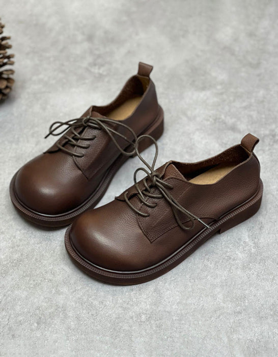 [Clearance] Soft Leather Lace-up Comfortable Wide Toe Box Shoes 38