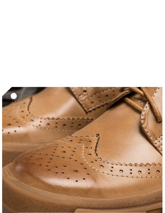 Real Leather Casual Brogue Style Oxford Shoes Women
