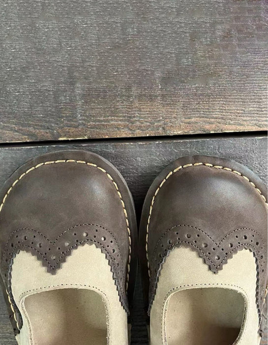 Handmade Brogue Style Soft Leather Retro Flat Shoes