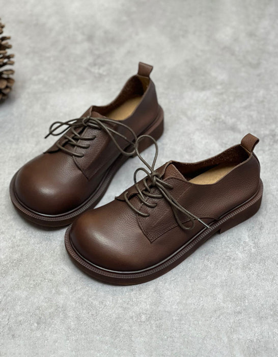 wide toe box dress shoes for women Soft Leather Lace-up Comfortable Wide Toe Box Shoes — Obiono