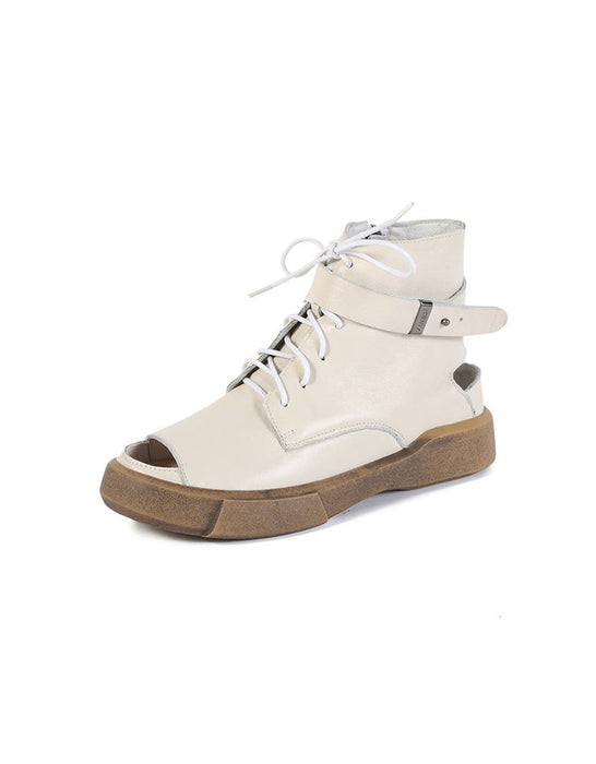 Fish Toe Summer Leather Sandals Boots