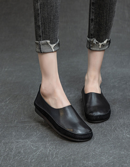 Comfortable Soft Leather Slip-on Retro Flat Shoes 35-41 — Obiono