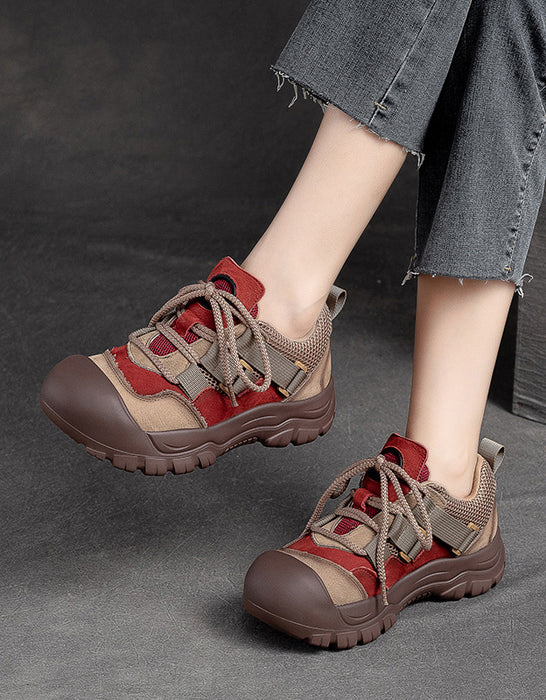 Anti-slip Lace-up Casual Walking Shoes Wide Toe