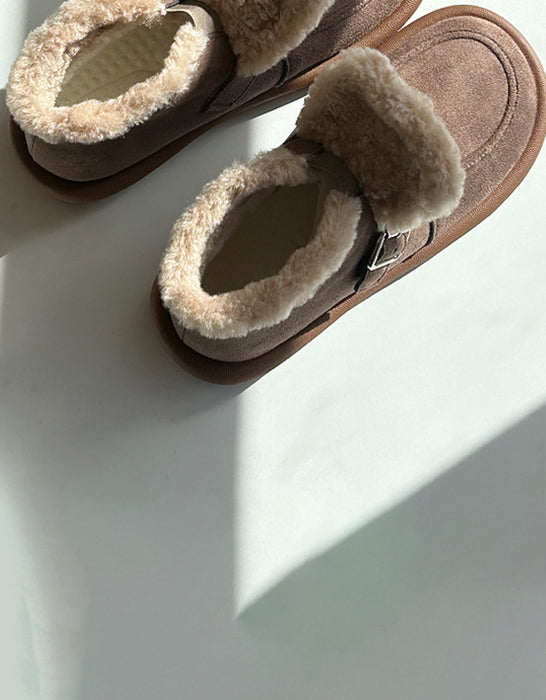 Round Toe Comfortable Winter Suede Boots with Fur