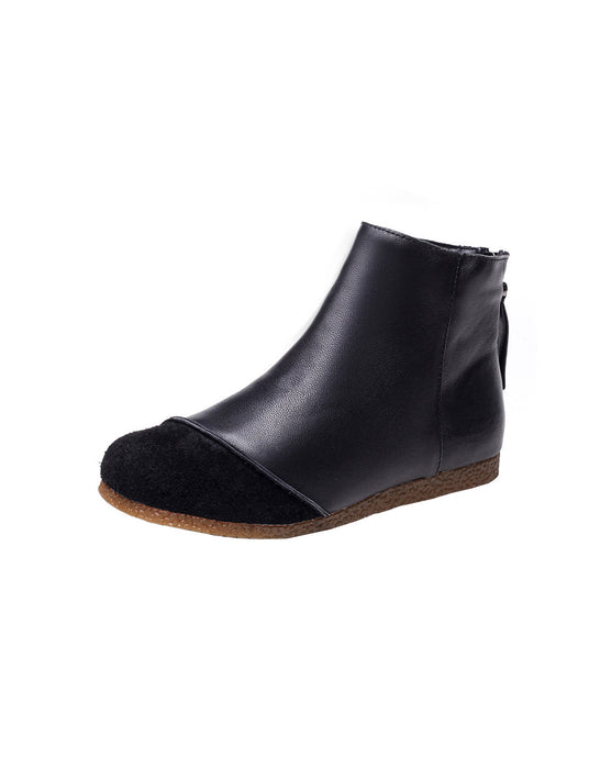 Round Toe Soft Leather Comfortable Retro Boots