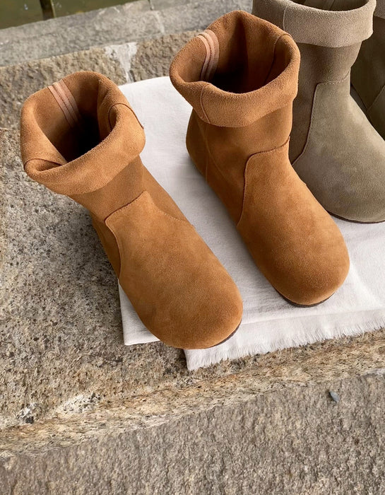 Autumn Winter Round Head Comfortable Suede Boots