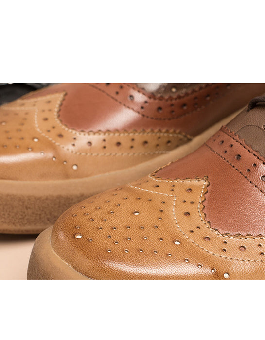 Genuine Leather Brogue Style Oxford Shoes Women