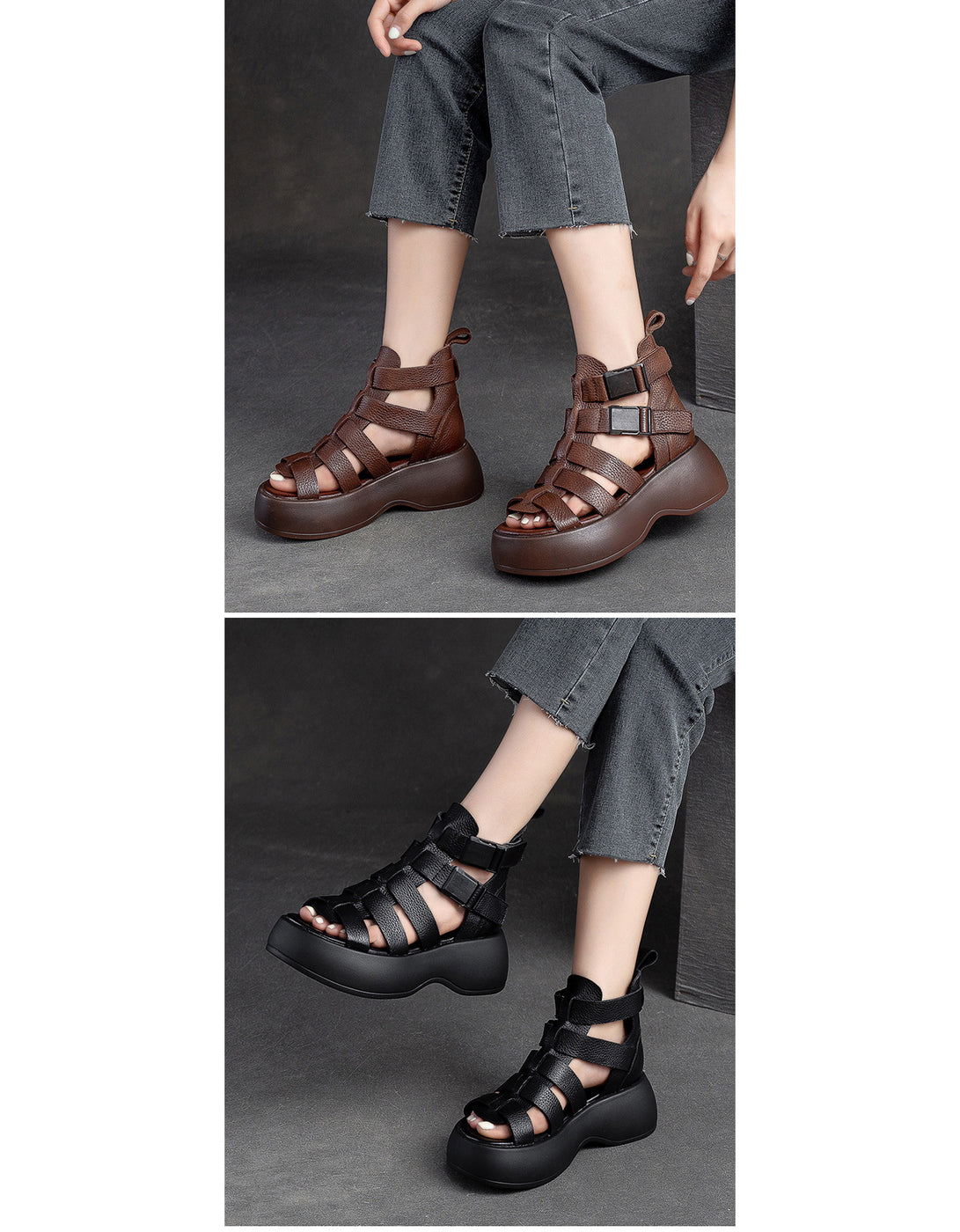 Breathable Side Buckle Strappy Retro Platform Sandals — Obiono