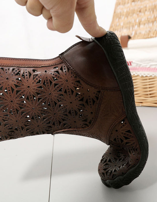 Handmade Leather Retro Hollow Summer Boots