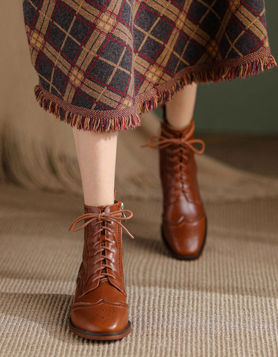 British Style Handmade Vintage Lace-up Oxford Boots