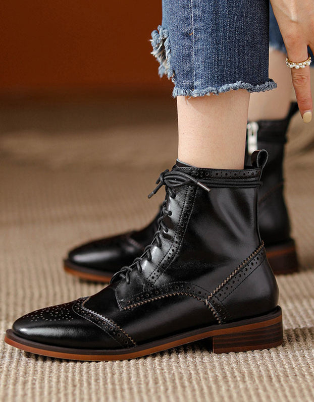 British Style Handmade Vintage Lace-up Oxford Boots — Obiono