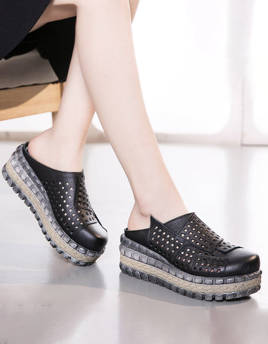 Summer Retro Leather Woven High-Heeled Slippers June New 2020 59.88