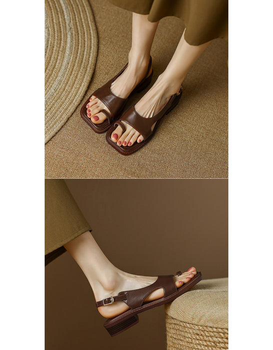 Square Toe Strappy Flat Sandals Slingback 35-41