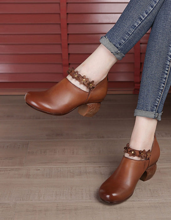 Zapatos gruesos con flores hechos a mano para primavera | Zapatos de regalo