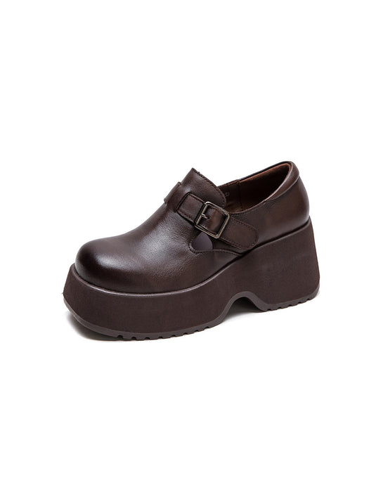 Spring Comfortable Wide Toe T-strap Platform Shoes 39 / Coffee Spring Comfortable Wide Toe T-strap Platform Shoes 39 / Coffee