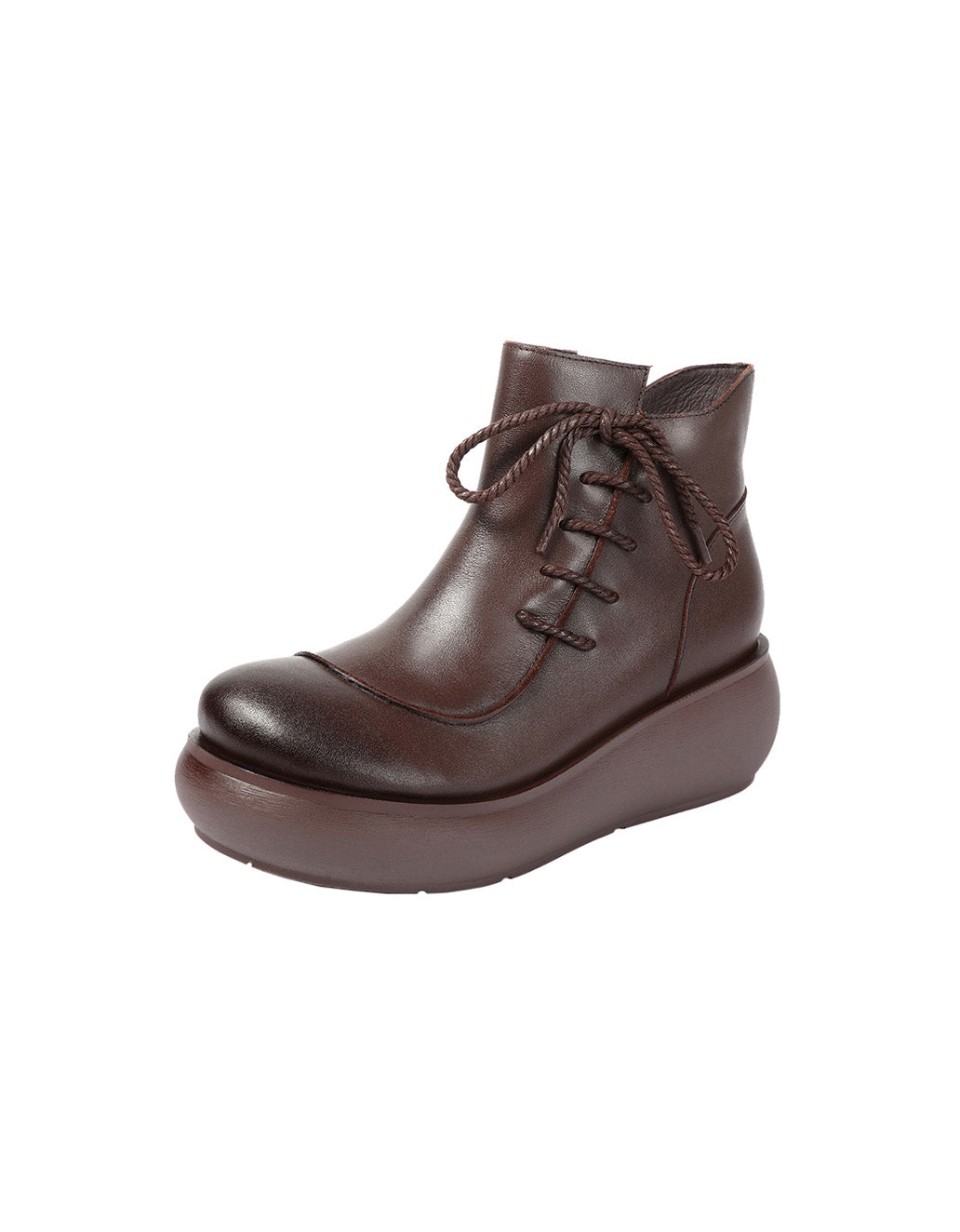 womens wedge dress boots Wedges Platform Leather Retro Women Autumn shoes — Obiono Women's Designer & Luxury Wedding Dress Price_Under $200 size features are Name:Bundle11684_2024-10-04T16:44:527