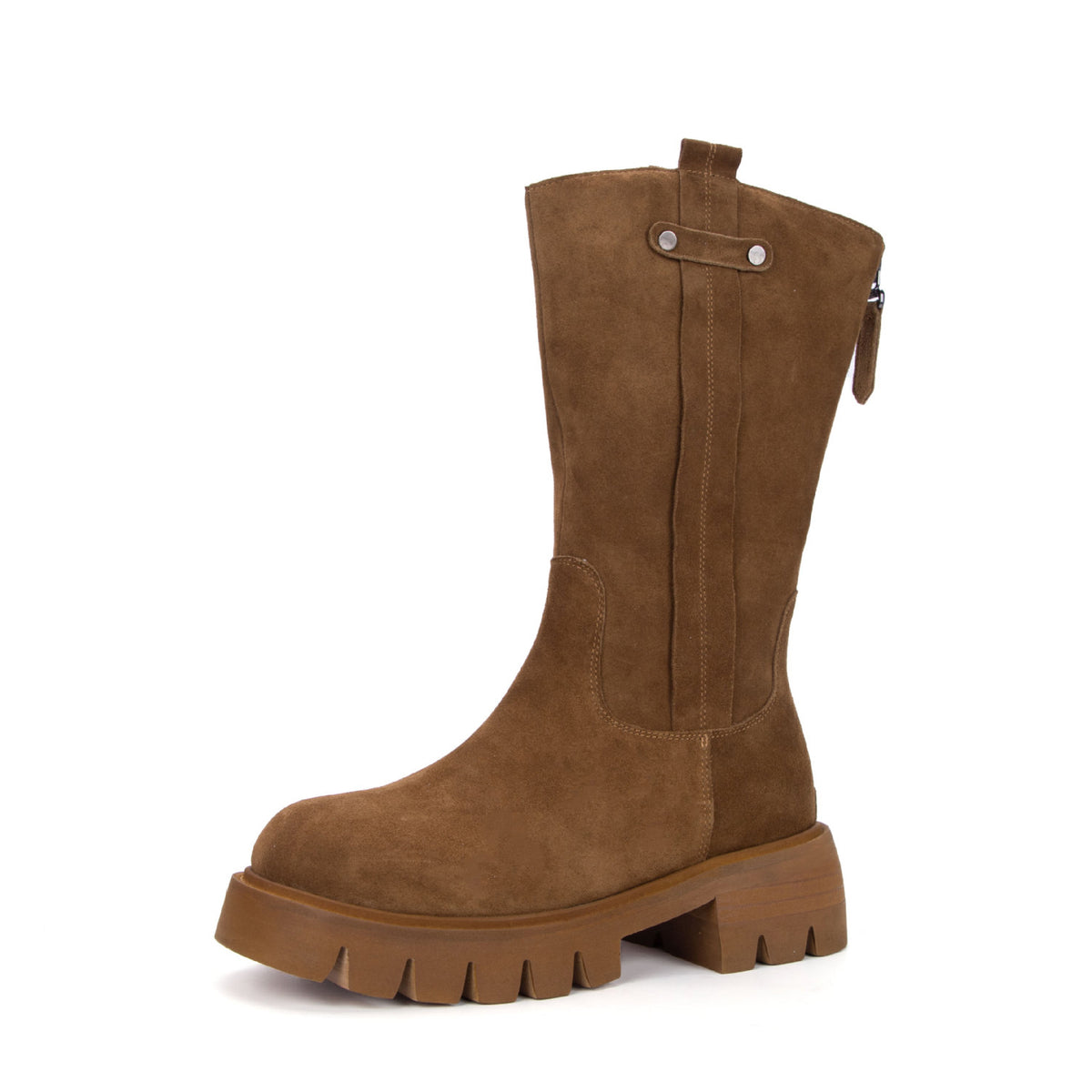 Genuine Leather Handmade Wide Toe Box Mid-calf Boots — Obiono