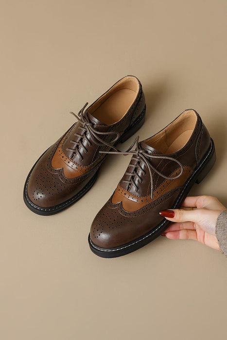 Two-tone Women's Vintage Oxford Shoes 38 / Brown
