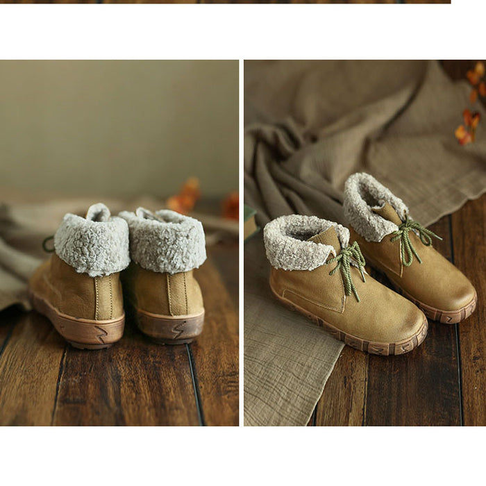 Leather Retro Versatile Velvet Women Autumn Winter Shoes| Gift Shoes