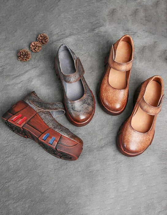 Leather Retro Women's Platform Sandals