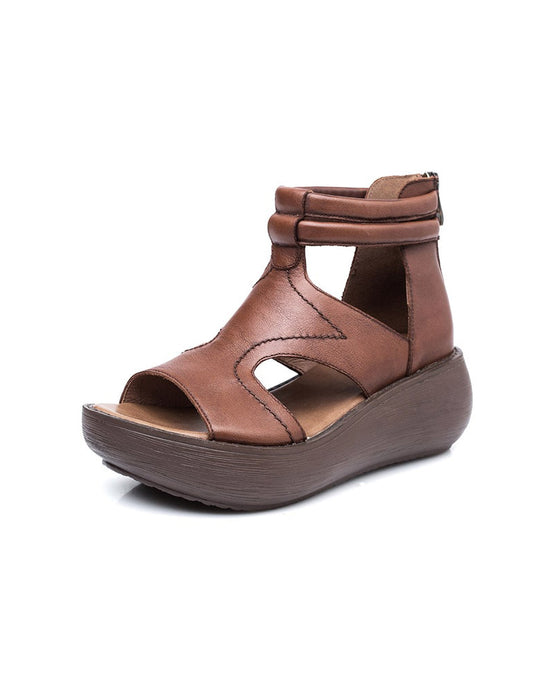 2020 Retro Leather Summer Wedge Sandals July New Arrivals 2020 77.00