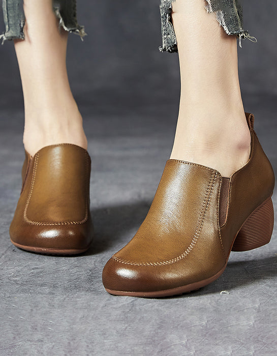 Handmade Retro Side Elastic Chunky Heels Jan Shoes Collection 2023 83.00