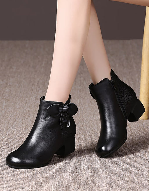 Autumn Bowknot Handmade Retro Chunky Boots Aug Shoes Collection 2021 66.80