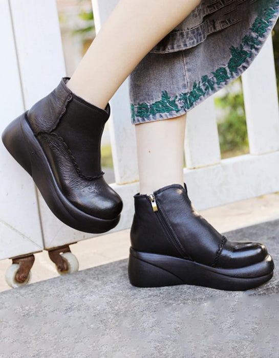 Autumn Handmade Carved Retro Leather Platform Boots Oct Shoes Collection 2021 82.20