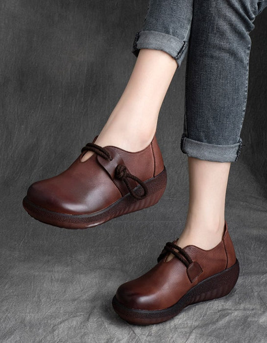 Handmade Retro Leather Waterproof Platform Shoes Aug New Trends 2020 89.99