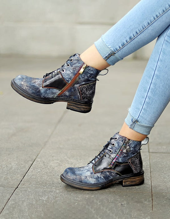 Autumn Handmade Retro Printed Leather Ankle Boots Sep Shoes Collection 2021 99.60