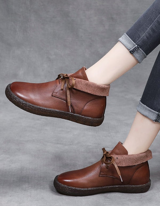 Autumn Round Head Retro Leather Short boots Aug New Trends 2020 88.66