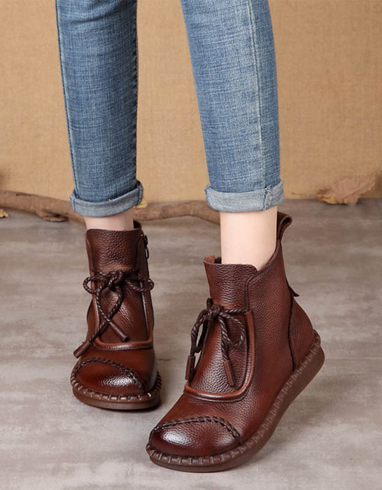 Autumn Round Toe Handmade Retro Boots Nov Shoes Collection 2022 85.00