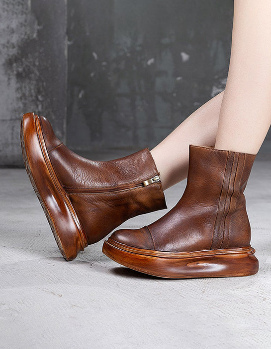 Autumn Thick-soled Retro Leather Platform Boots Nov New Trends 2020 132.00