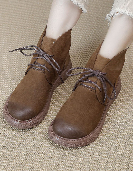 Autumn Wide Toe  Lace-up Ankle Boots Aug Shoes Collection 2022 92.00