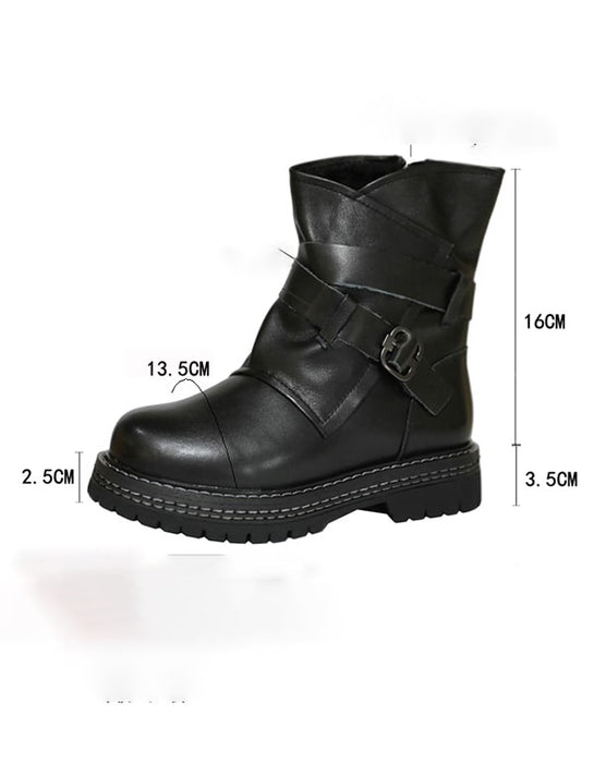 Buckle Thick-soled Women's Motorcycle Boots