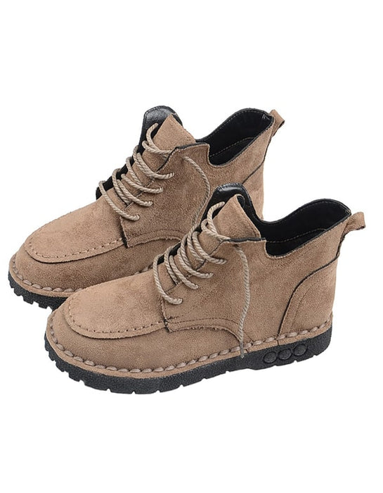 Autumn Winter Flat-bottomed Soft Comfortable Boots Lace-up