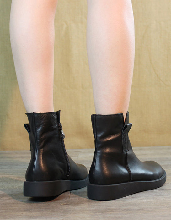 Autumn Winter Leather Women's Short Boots