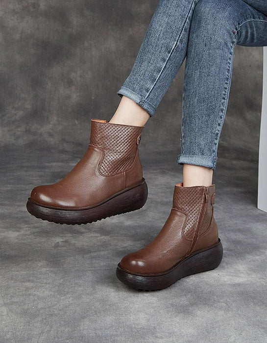 Autumn Winter Leather Comfort Platform Boots Aug New Trends 2020 97.70
