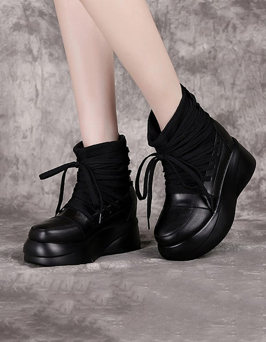Autumn Winter Retro Leather Lace-up Platform Boots Nov Shoes Collection 2021 89.80