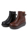 Autumn Winter Retro Leather Wedge Boots For Women